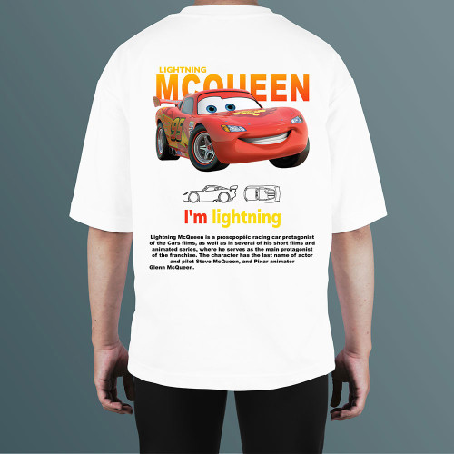 تیشرت پنبه ای سفید lighting mcqueen
