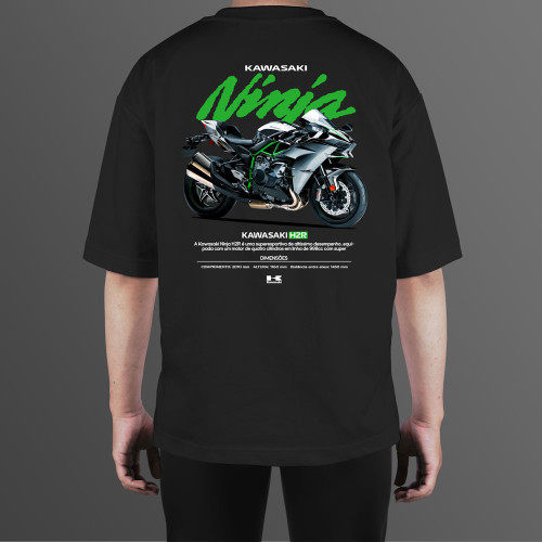 تیشرت پنبه ای مشکی kawasaki ninja h2r